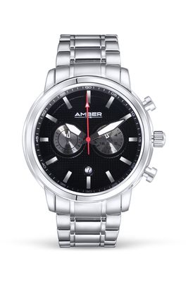 Amber Time Men&#39;s Quartz Chronograph Watch Stainless Steel Band 50m ATL160810-01BK