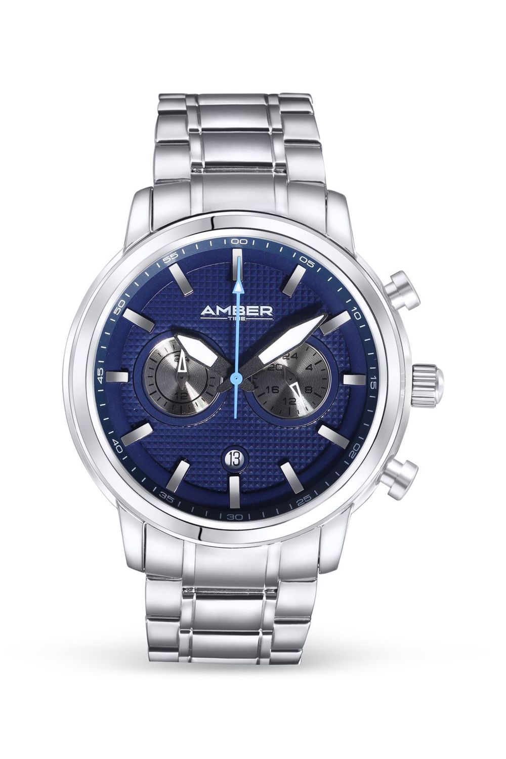Amber Time Men&#39;s Quartz Chronograph Watch Stainless Steel Band 50m ATL160810-03BL