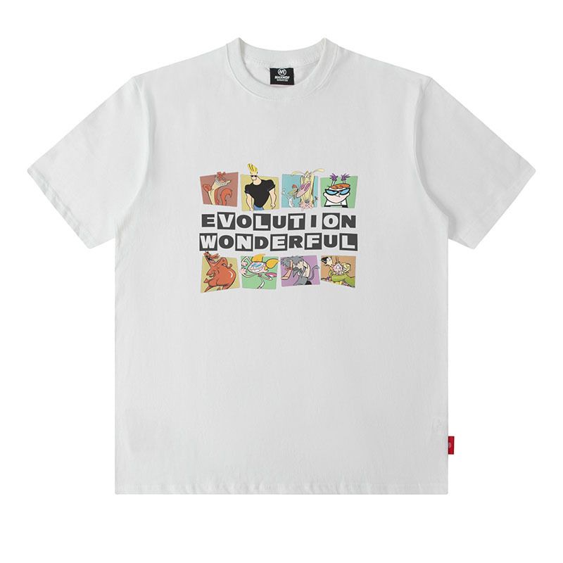 American Street Fashion Brand Fun Cartoon Printed Short-sleeved T-shirt Men And Women BF Lazy Loose Half-sleeved Tee-shirt