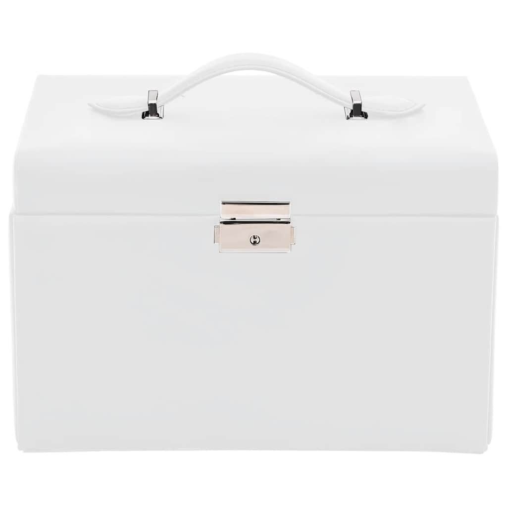 Jewellery Box 3-Layer with Mirror Lockable White 26x18x17.5 cm