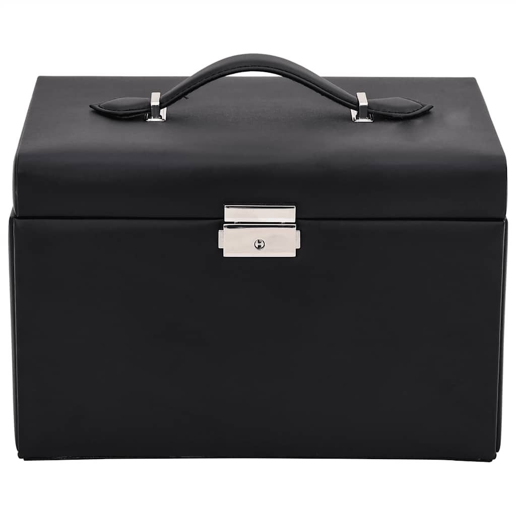Jewellery Box 3-Layer with Mirror Lockable Black 26x18x17.5 cm