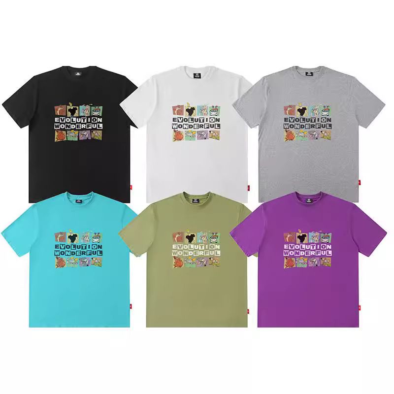 American Street Fashion Brand Fun Cartoon Printed Short-sleeved T-shirt Men And Women BF Lazy Loose Half-sleeved Tee-shirt