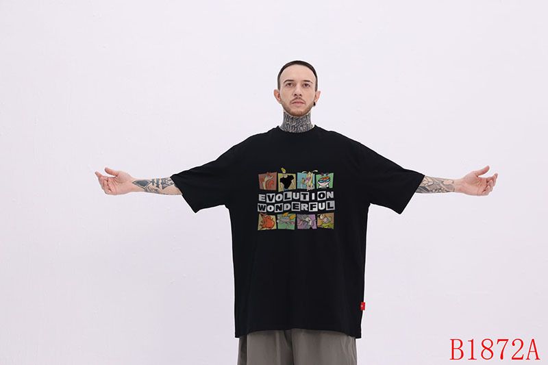American Street Fashion Brand Fun Cartoon Printed Short-sleeved T-shirt Men And Women BF Lazy Loose Half-sleeved Tee-shirt