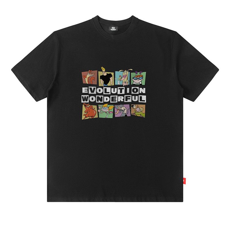 American Street Fashion Brand Fun Cartoon Printed Short-sleeved T-shirt Men And Women BF Lazy Loose Half-sleeved Tee-shirt