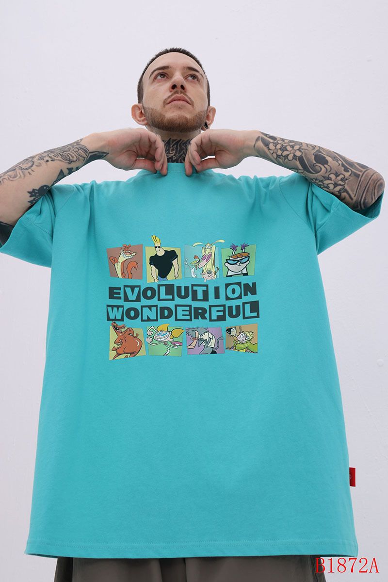 American Street Fashion Brand Fun Cartoon Printed Short-sleeved T-shirt Men And Women BF Lazy Loose Half-sleeved Tee-shirt