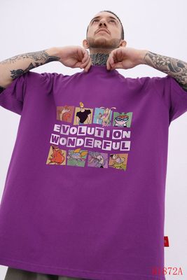 American Street Fashion Brand Fun Cartoon Printed Short-sleeved T-shirt Men And Women BF Lazy Loose Half-sleeved Tee-shirt