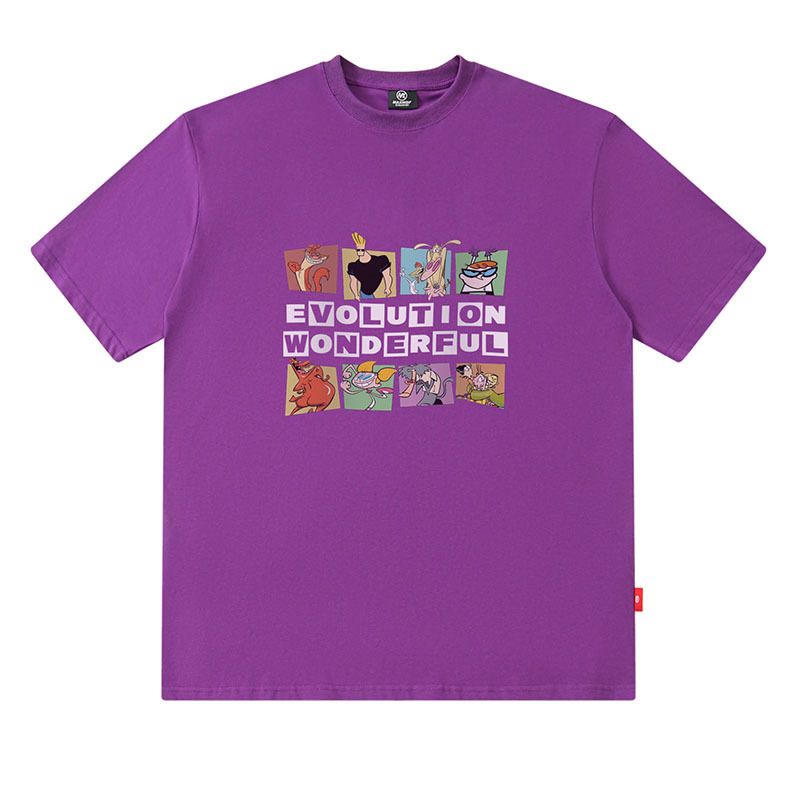 American Street Fashion Brand Fun Cartoon Printed Short-sleeved T-shirt Men And Women BF Lazy Loose Half-sleeved Tee-shirt