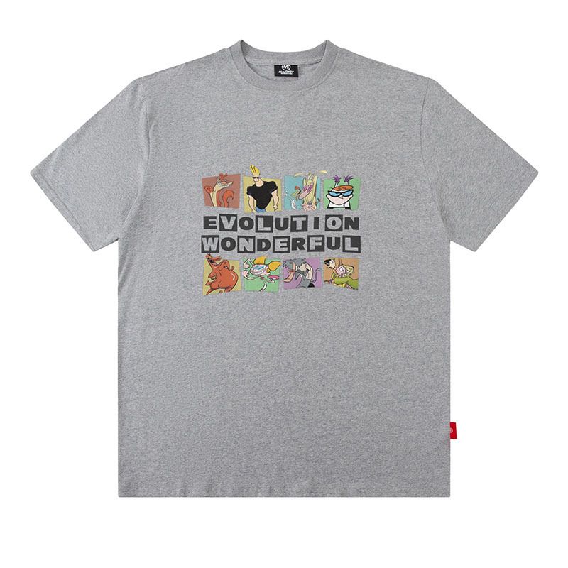 American Street Fashion Brand Fun Cartoon Printed Short-sleeved T-shirt Men And Women BF Lazy Loose Half-sleeved Tee-shirt