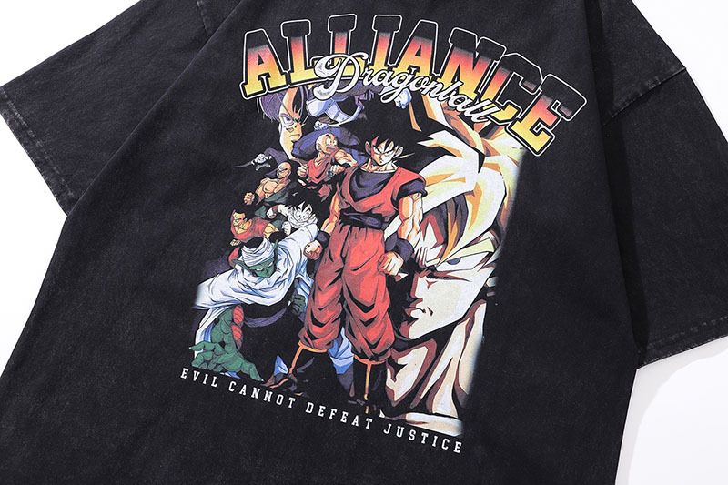 Street Fashion Brand Cartoon Heavy Washed Short Sleeve T-shirt Men And Women Hip Hop Hip Hop Hip Hop Couple Half Sleeve Base