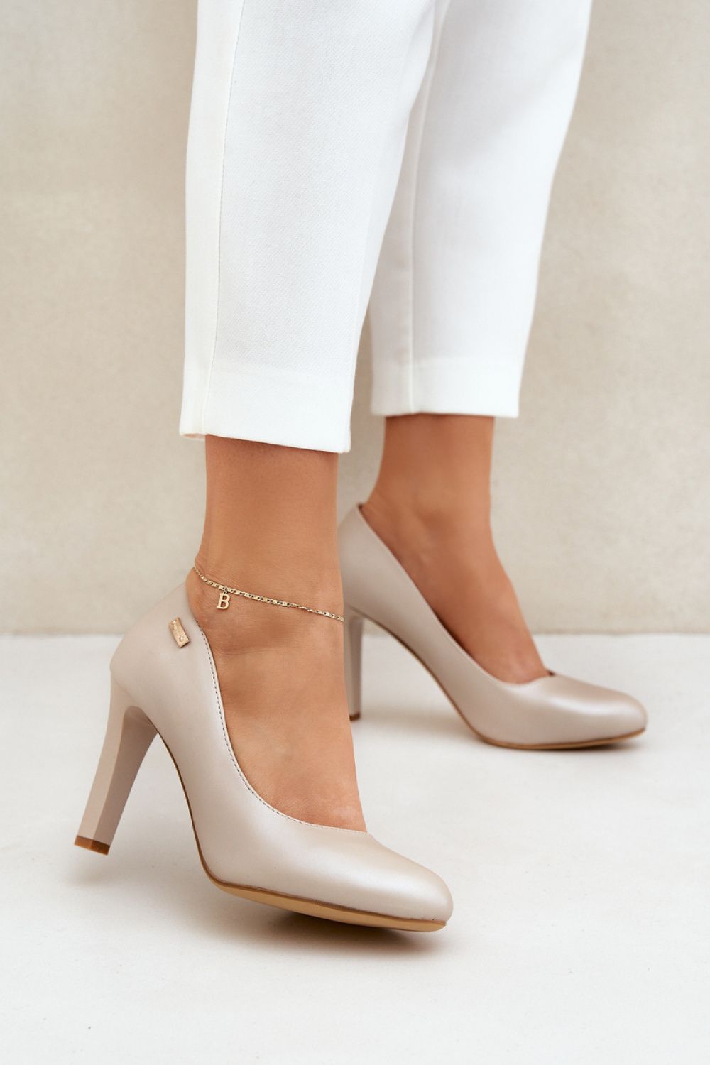 beige - Block heel pumps model 208335 Step in style