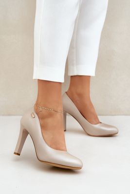 beige - Block heel pumps model 208335 Step in style
