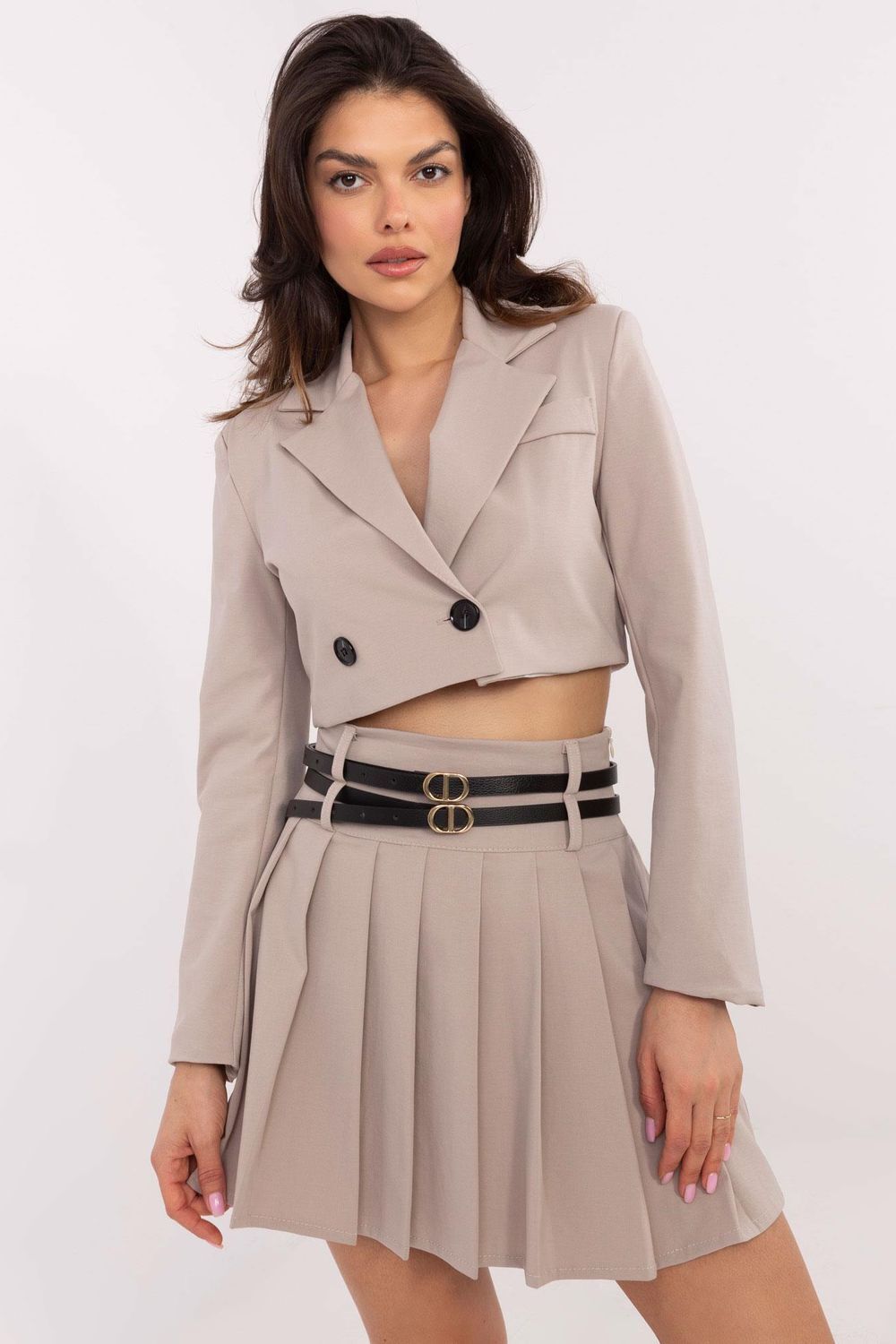 beige - Short skirt model 206628 Italy Moda