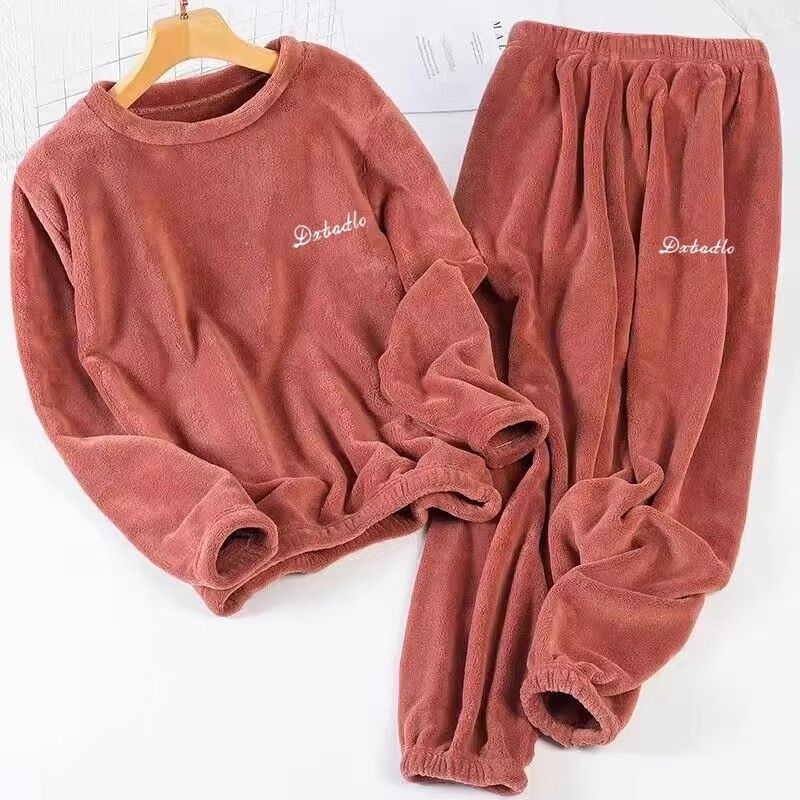 Clearance Couple Warm Suit Women Plus Size Home Clothes Coral Velvet Lazy Plus Velvet Casual Pants Suit Warm Outer Wear