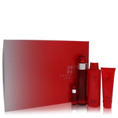 Perry Ellis 360 Red Gift Set By Perry Ellis - Size: 3.4 oz Eau De Toilette Spray + .25 oz Mini EDT Spray + 6 oz Body Spray + 3 oz Shower Gel