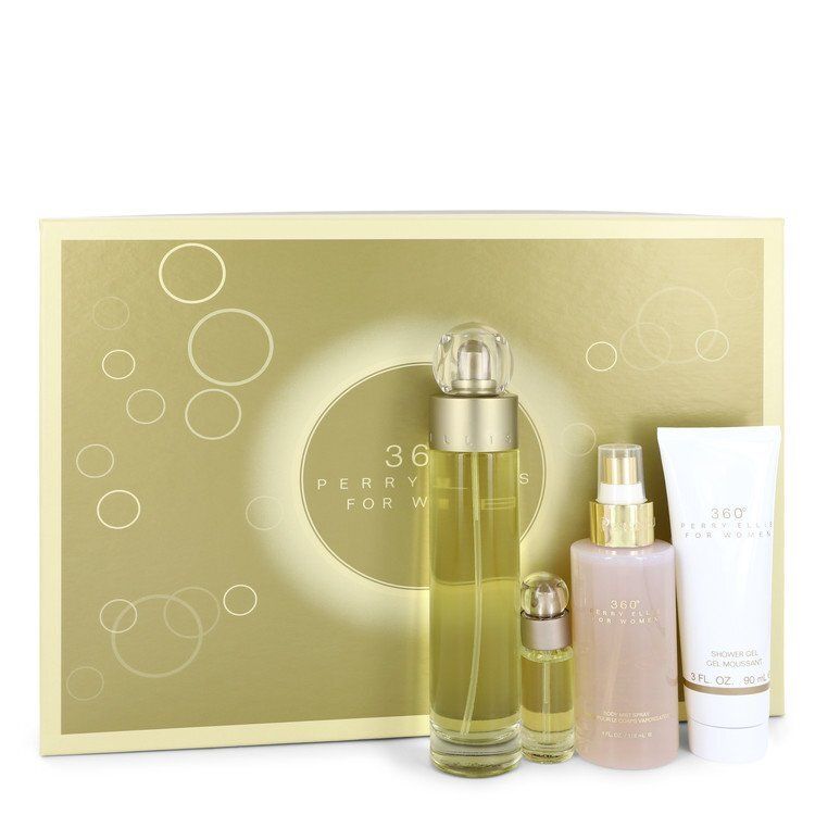 Perry Ellis 360 Gift Set By Perry Ellis - Size: 3.4 oz Eau De Toilette Spray + 4 oz Body Mist + 3 oz Shower Gel + .25 Mini EDT Spray