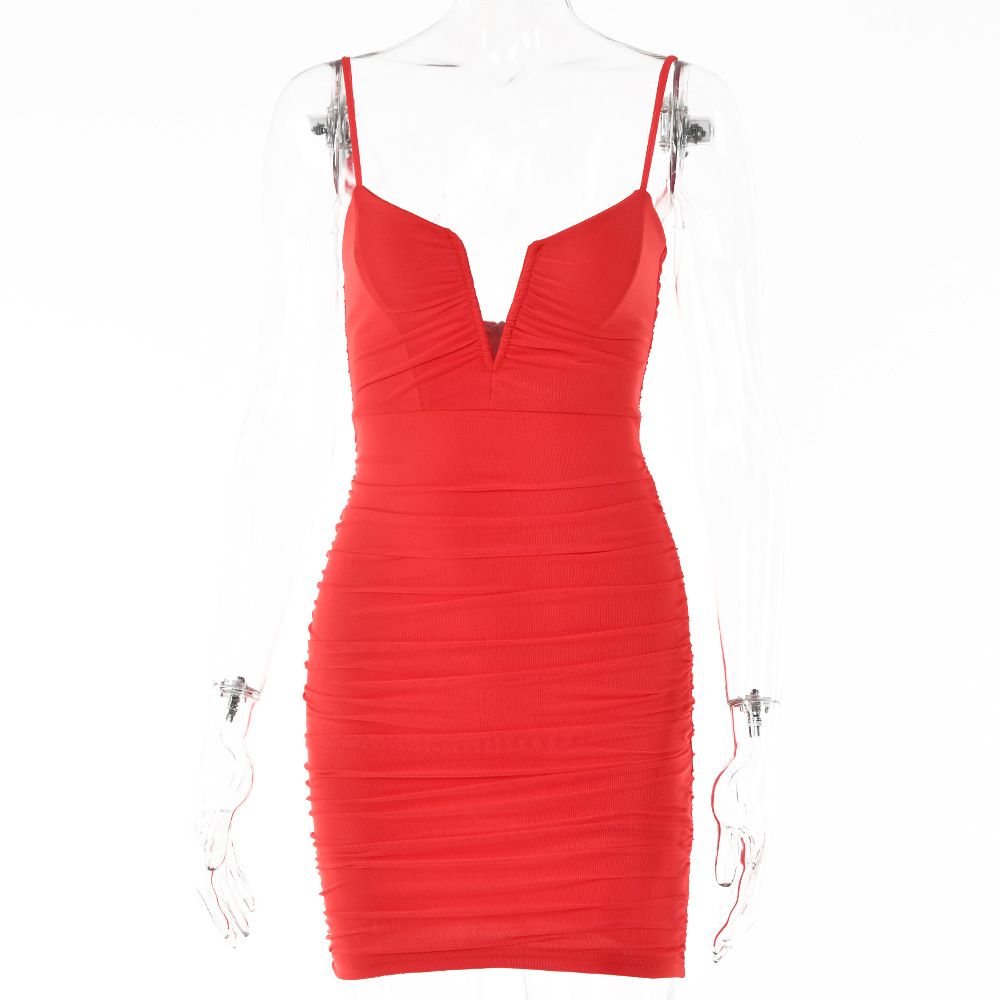 Zayra Rose Boutique Spring Sling Backless Pleated Mini Skirt – Sexy V-Neck &amp; Low-Cut Design