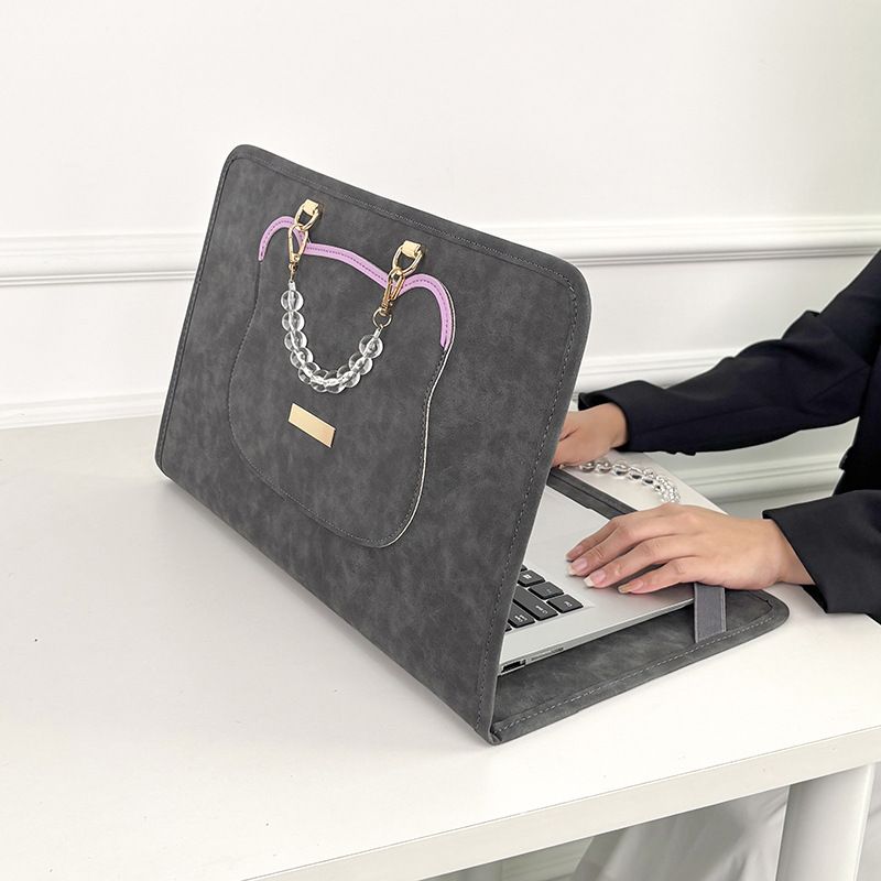 Aesthetic Laptop Sleeve for 13 14 15 16 inch MacBook Air Pro, Cute Protective Computer Case for Women, Soft Padded Notebook Bag in Pink, Dark Gray, Peacock Blue