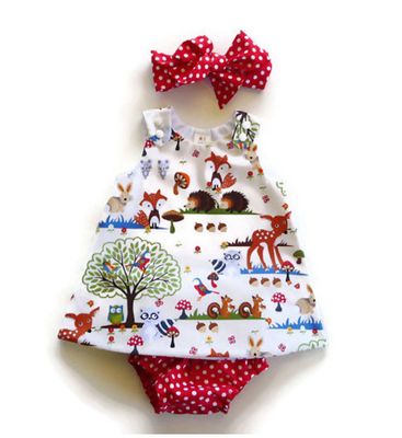 Baby Suit Girl Baby Baby Three-Piece Shorts + Headband + Dress Christmas