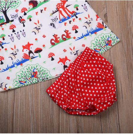 Baby Suit Girl Baby Baby Three-Piece Shorts + Headband + Dress Christmas