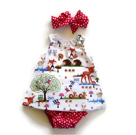 Baby Suit Girl Baby Baby Three-Piece Shorts + Headband + Dress Christmas, Fit for height: 70cm, Color: Picture color