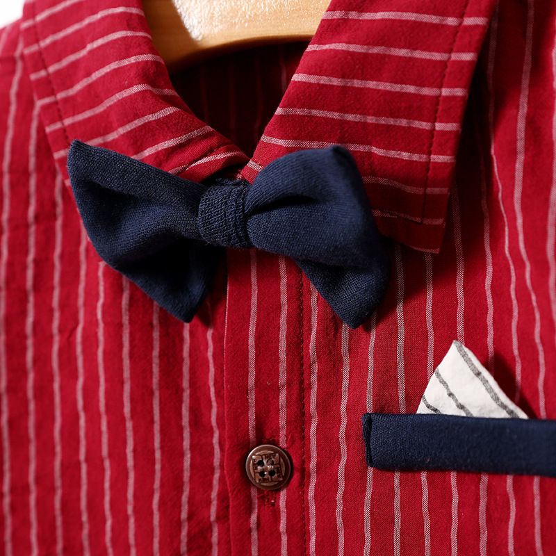 Baby Hundred Days Dress Summer Short Sleeve Thin Boy Baby Gentleman Bodysuit Shirt Newborn Clothes