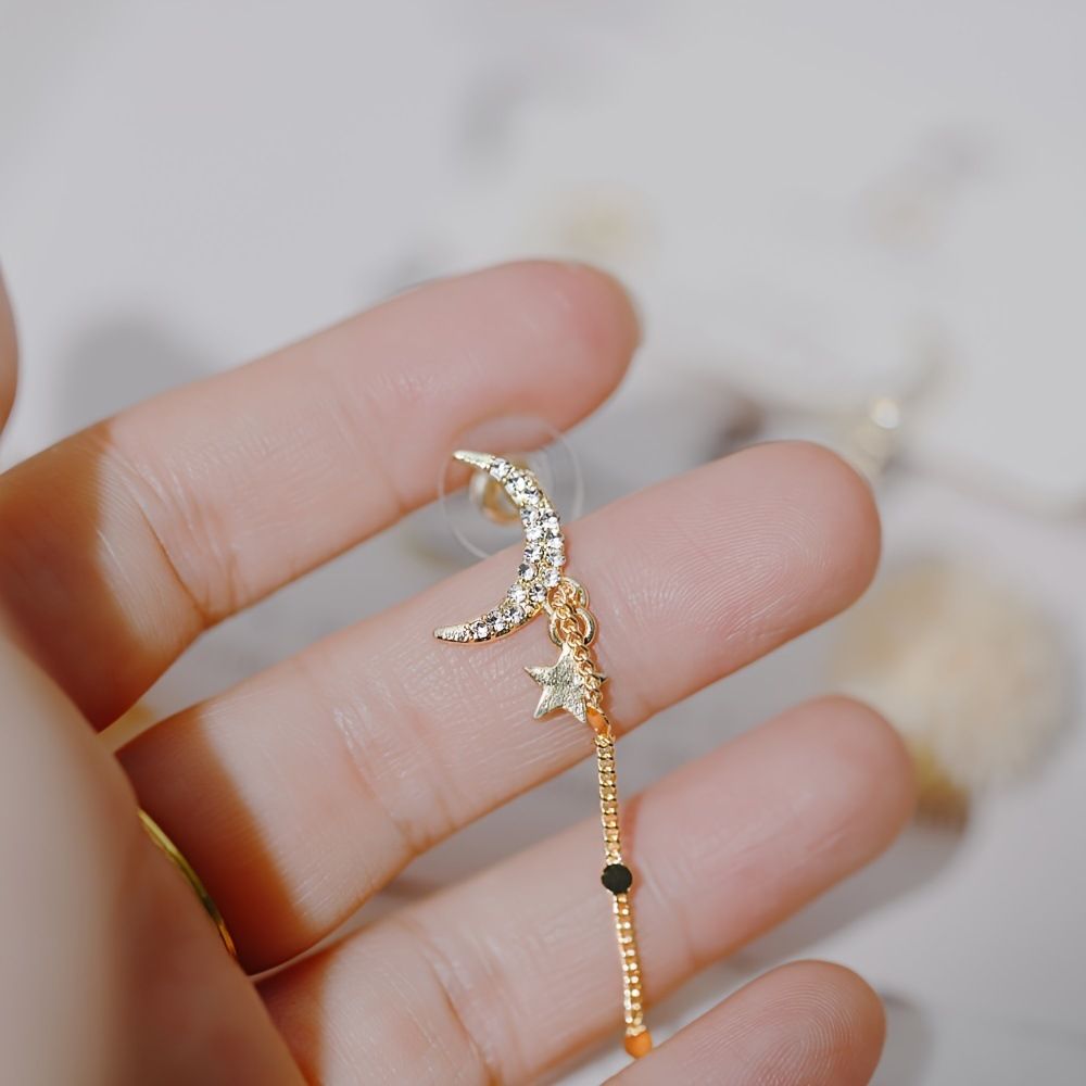 Korean Style Xingyue Zircon Earrings Personality Tassel Slim Ear Clip Multi-wear Earrings