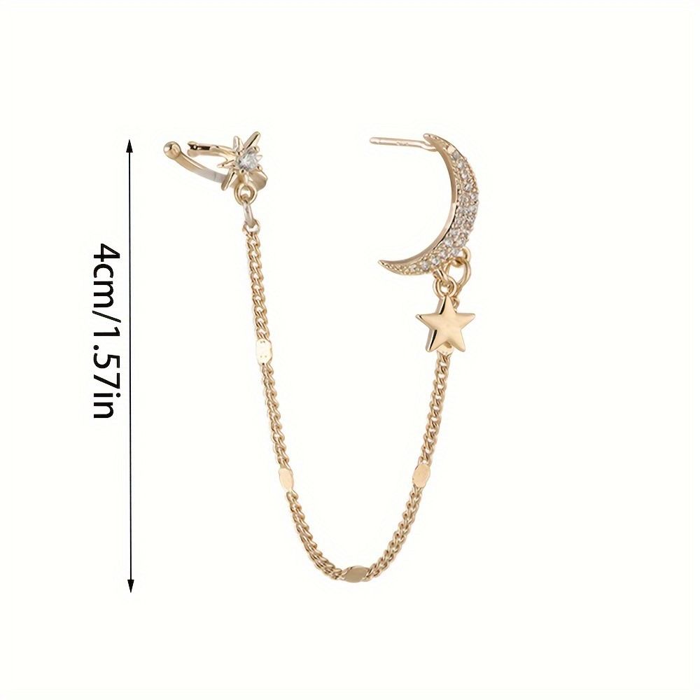 Korean Style Xingyue Zircon Earrings Personality Tassel Slim Ear Clip Multi-wear Earrings