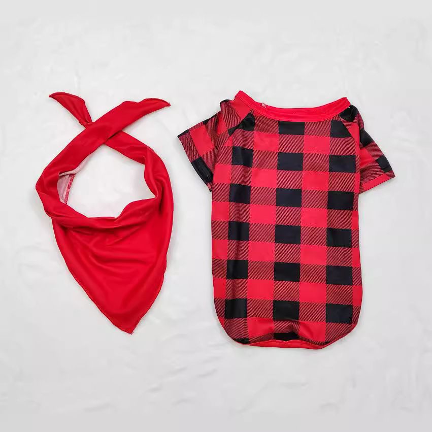 Cartoon Deer Plaid Christmas Family Clothing Printed Home Clothes Pajamas