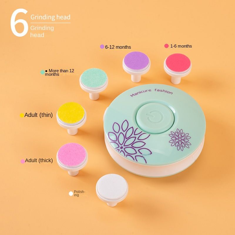 Baby Nail Trimmer With 6 Grinding Heads Baby Electric Nail Clipper Baby Care Kit Manicure Set Safe &amp;amp;amp;amp; Easy To Trim Nail Trimmers - Baby Nail Care Tools