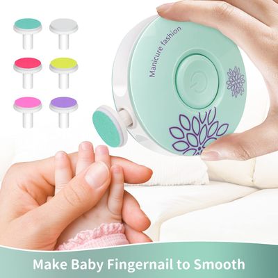 Baby Nail Trimmer With 6 Grinding Heads Baby Electric Nail Clipper Baby Care Kit Manicure Set Safe &amp;amp;amp;amp; Easy To Trim Nail Trimmers - Baby Nail Care Tools