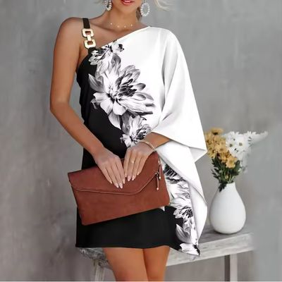Sexy Elegant One-Shoulder Irregular Mini Dress