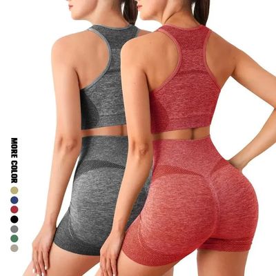 Yoga Set – Gym Shorts &amp; Sports Bra Seamless Workout Set for Women