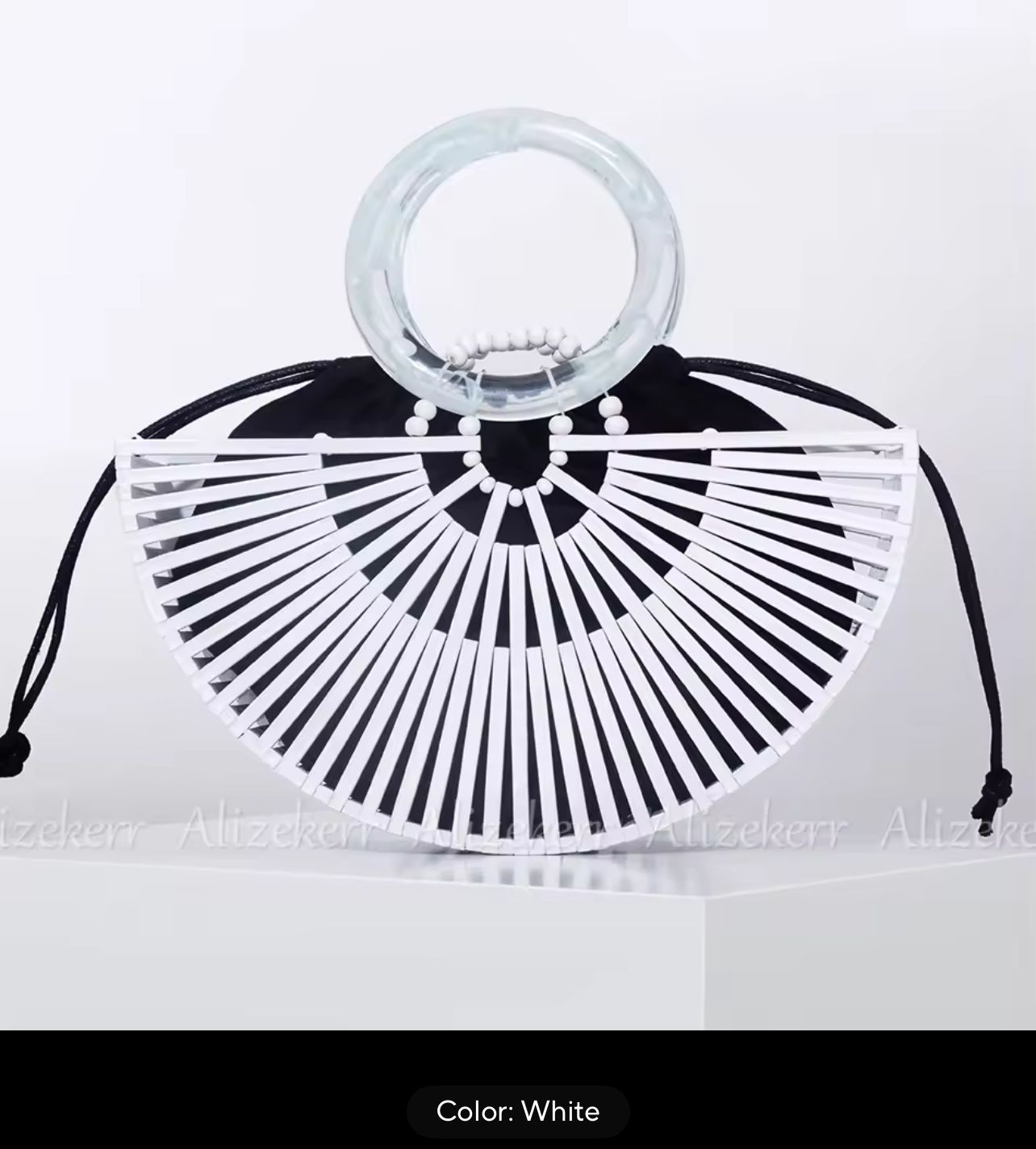 Vintage Half-Round Bamboo Beach Handbag for Women