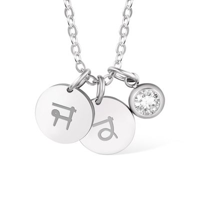 Women's Initial Disc Birthstone Necklace