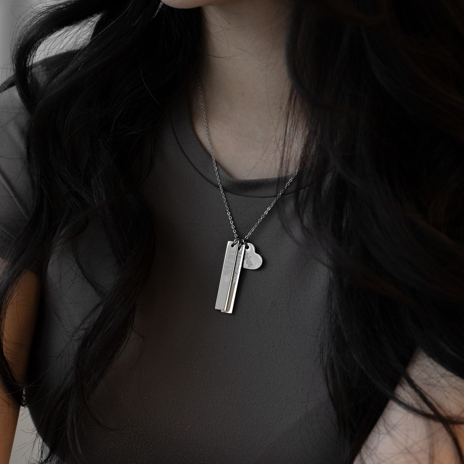 Women's Bar Heart Necklace