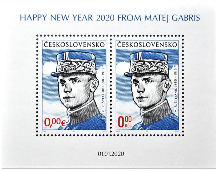 2019 0€/0Kčs Milan Rastislav Štefánik (blok) - M.Gábriš/B.Busch