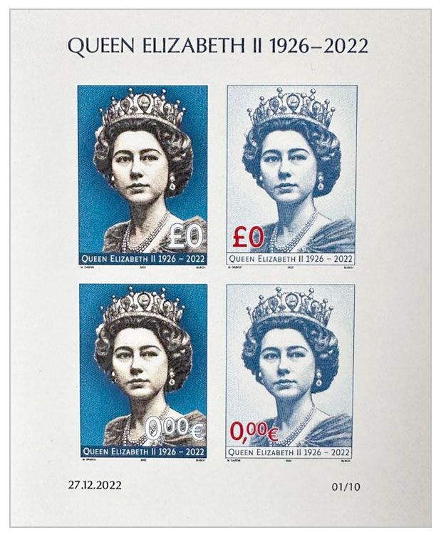 2022 0£/0Є Queen Elizabeth II (blok cięty) -  M.Gábriš/B.Busch