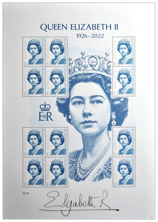 2022 3$ Dominica Queen Elizabeth II (arkusz A4) - M.Gábriš/B.Busch