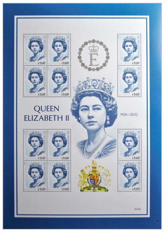 2022 160$ Guyana Queen Elizabeth II (arkusz A4) - M.Gábriš/B.Busch