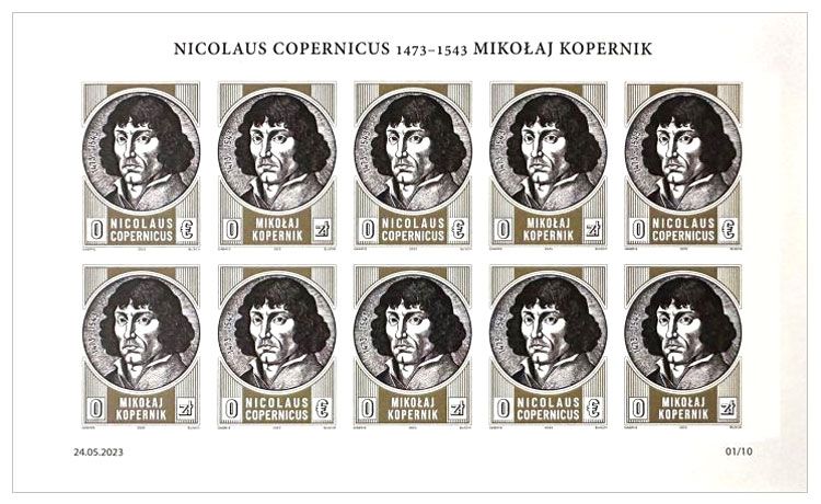 2023 0zł/0€ Mikołaj Kopernik (arkusz 3 bez perforacji) - Gábriš / Busch