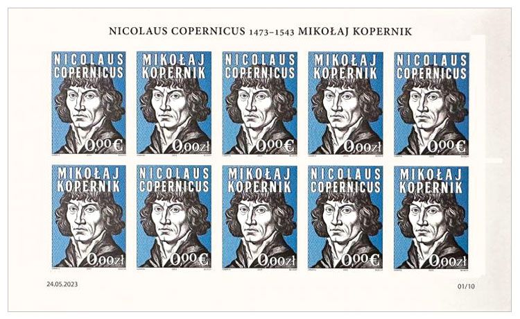 2023 0zł/0€ Mikołaj Kopernik (arkusz 2 bez perforacji) - Gábriš / Busch