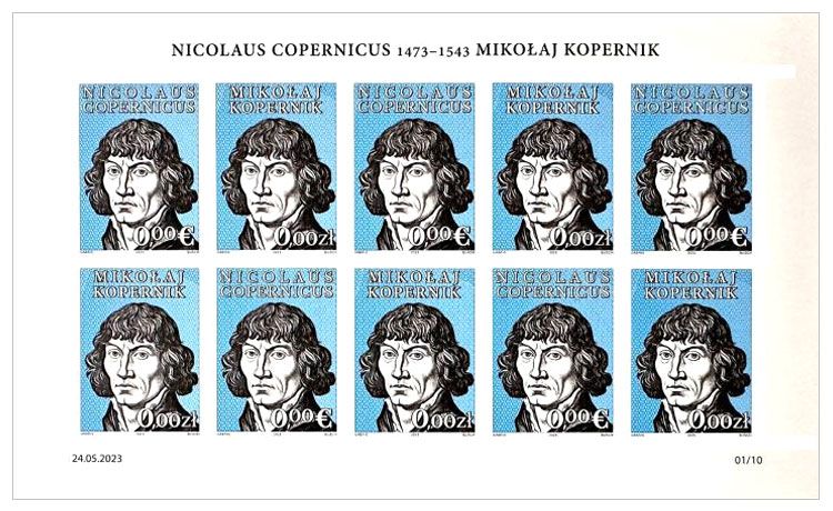 2023 0zł/0€ Mikołaj Kopernik (arkusz 1 bez perforacji) - Gábriš / Busch