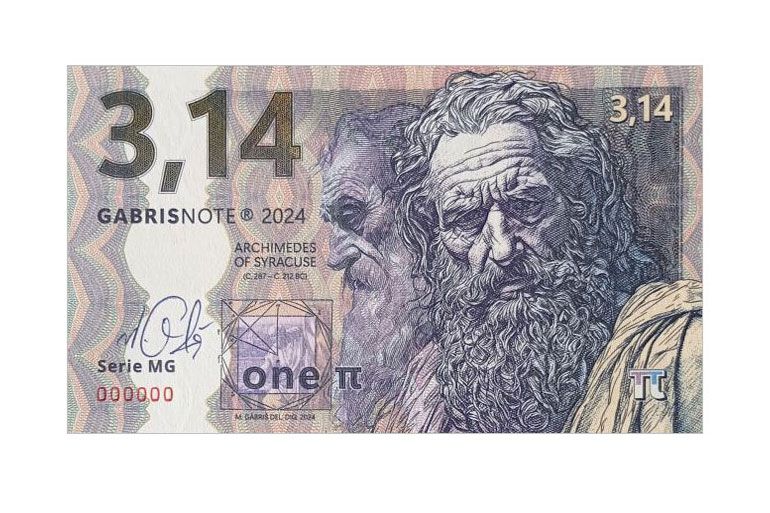 2024/01c 3.14 (liczba π) Archimedes (MG000000) + autograf Mateja Gábriša