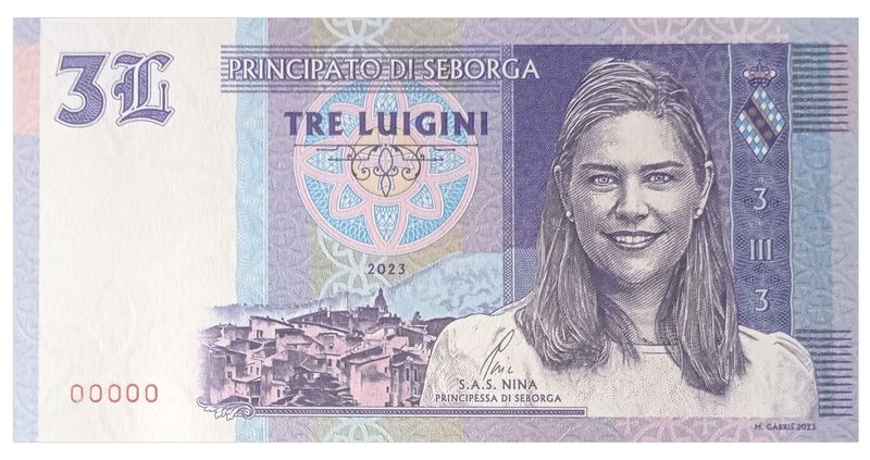 2024/15a 3 luigini Księstwo Seborga Księżniczka Nina (seria 00000)