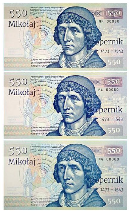 2023/01h 550. rocznica urodzin Mikołaja Kopernika (seria PL + seria MK o tym samym numerze + MG00000)