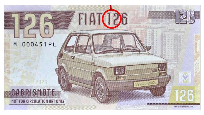 2023/03d Samochody socjalizmu Fiat 126p &quot;Maluch&quot; (seria M......PL) błąd druku