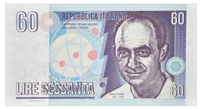 2016 60 lirów Republica Italiana Enrico Fermi (numerowana seria F)