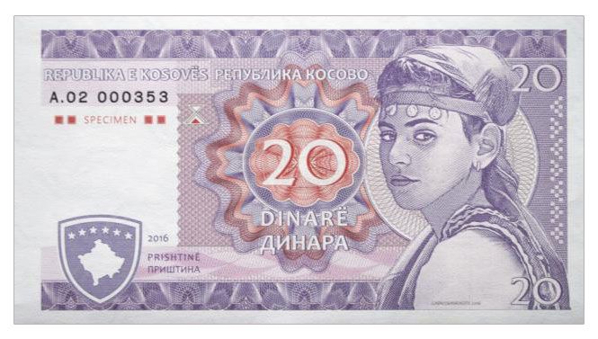 2016 20 dinarów Kosowo (numerowana seria A.02)