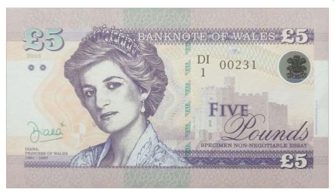 2016 5 pounds Diana princess of Wales (numer DI1 00228) hologram