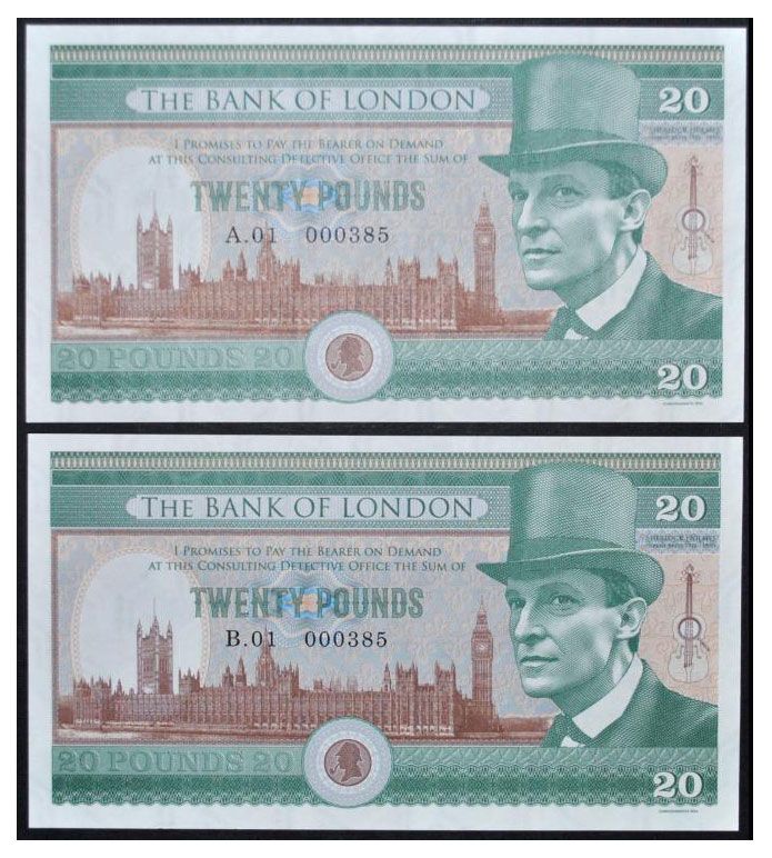 2016 20 funtów Sherlock Holmes (seria A.01 + seria B.01) zestaw